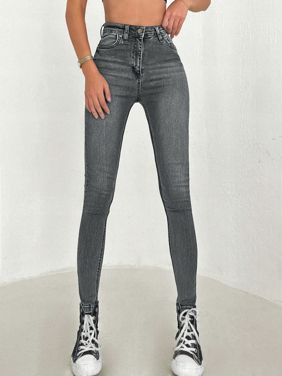 SHEIN SPODNIE DAMSKIE JEANSOWE CIEMNOSZARE W31 030