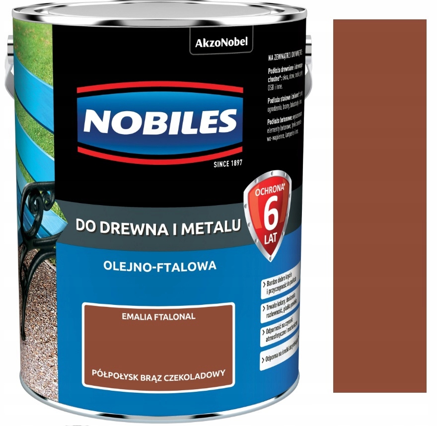 Nobiles Ftalonal Ftalowa Do Drewna I Metalu Brąz Czekoladowy Półpołysk 5L