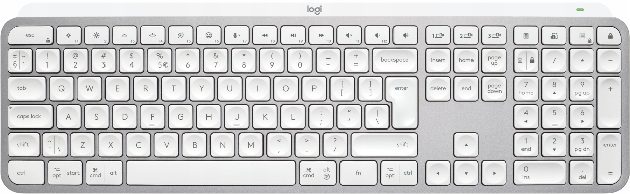 Logitech MX Keys S bezdrôtová podsvietená klávesnica Us bledošedá…