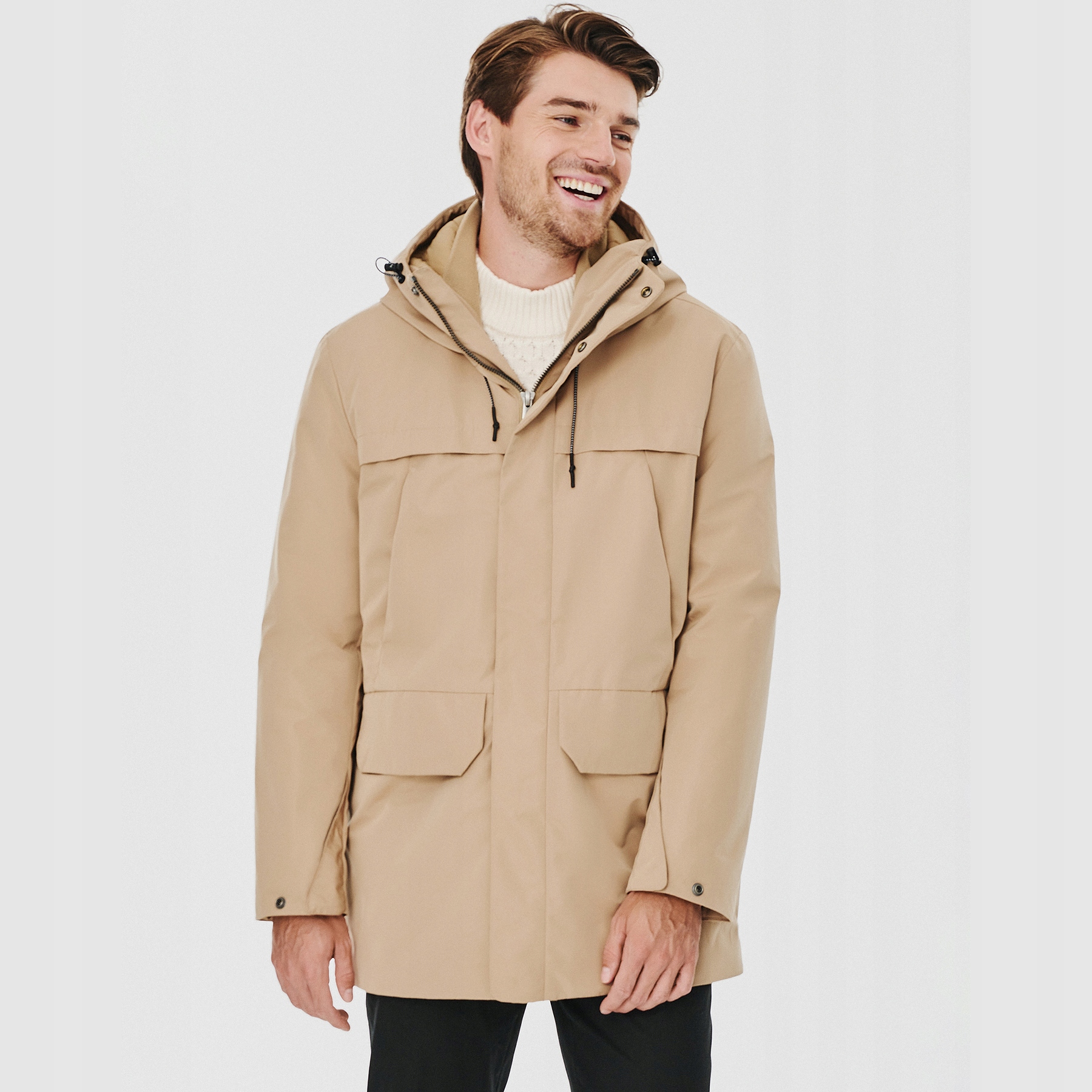 Béžová pánská bunda s kapucí Pako Lorente vel