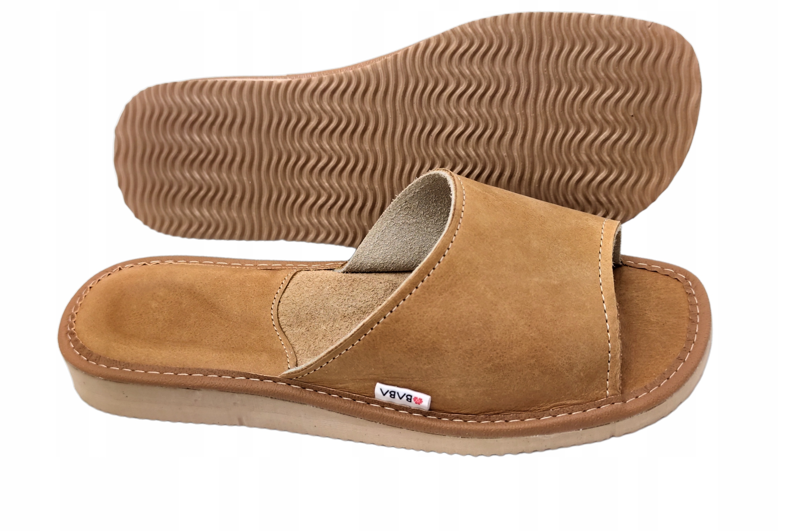 KAPCIE DAMSKIE SKÓRZANE PANTOFLE CIAPY LACZKI BRĄZ LEKKIE KLAPKI SKÓRA BABA Marka BABA