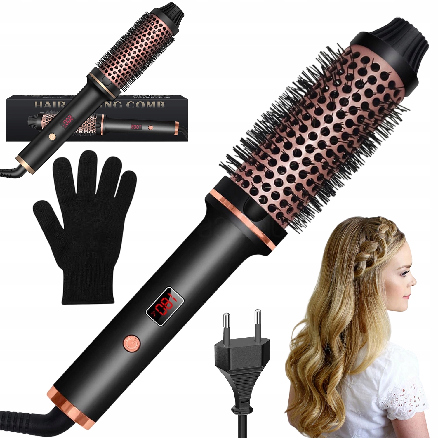 Regulowana Podgrzewana Szczotka 3W1 Do Rozczesywania Prostowania