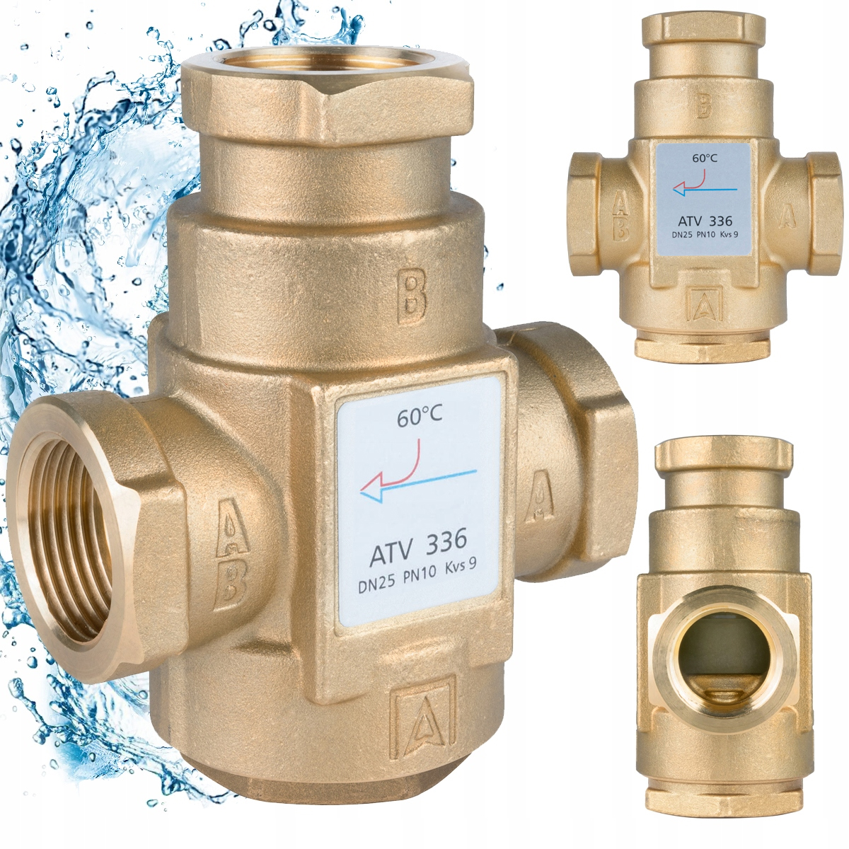 Teplotný ventil pre kotol Atv 336, DN25 1" Cal 60°C Kvs 9 m3/h Afriso