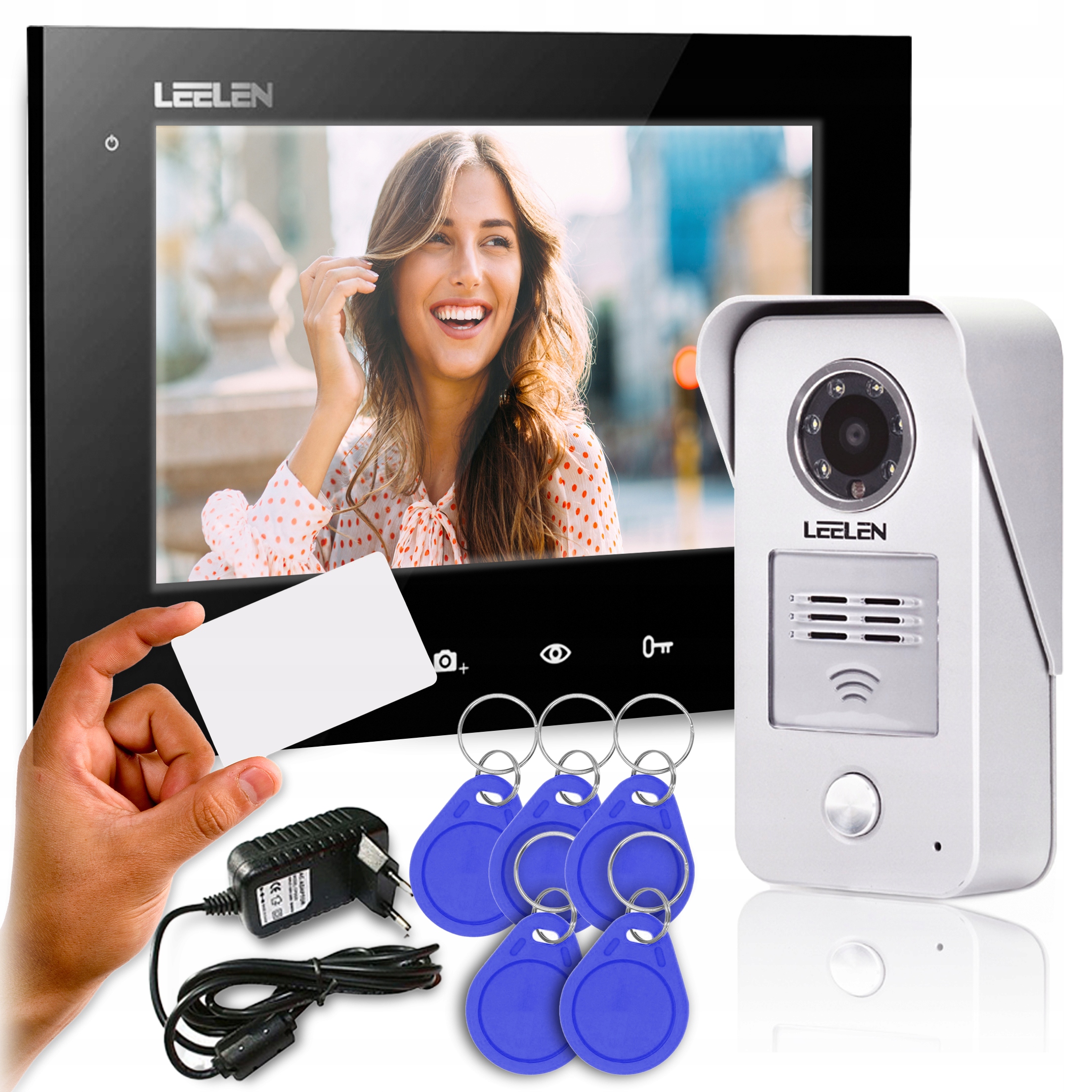 Videovrátnik 7" drôtový bránofón čítačka Rfid fotografie Furtka 2xBRAMA