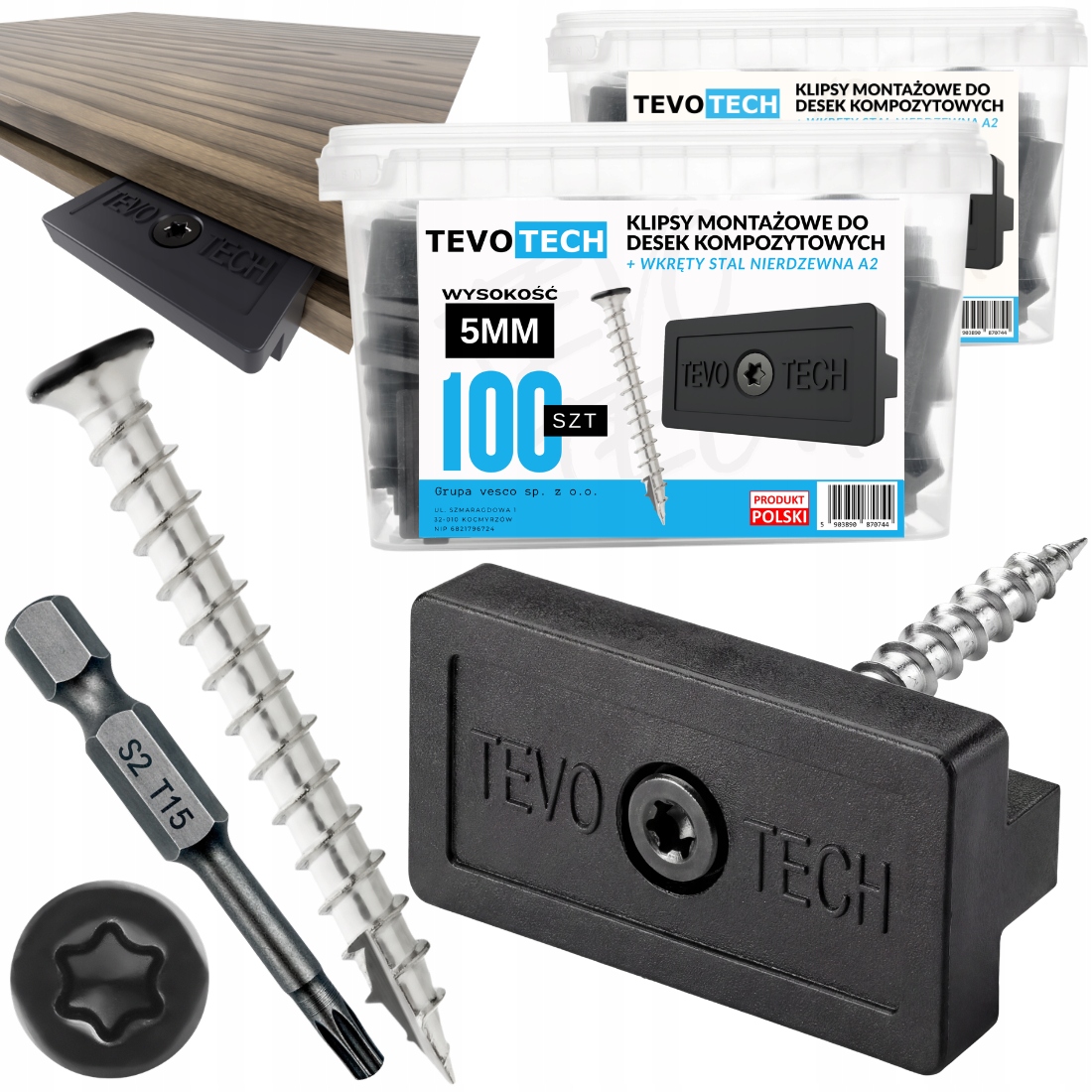 Montážní Klipy Pro Kompozitní Desky Wpc Skrytá Montáž Šrouby A Bit X200