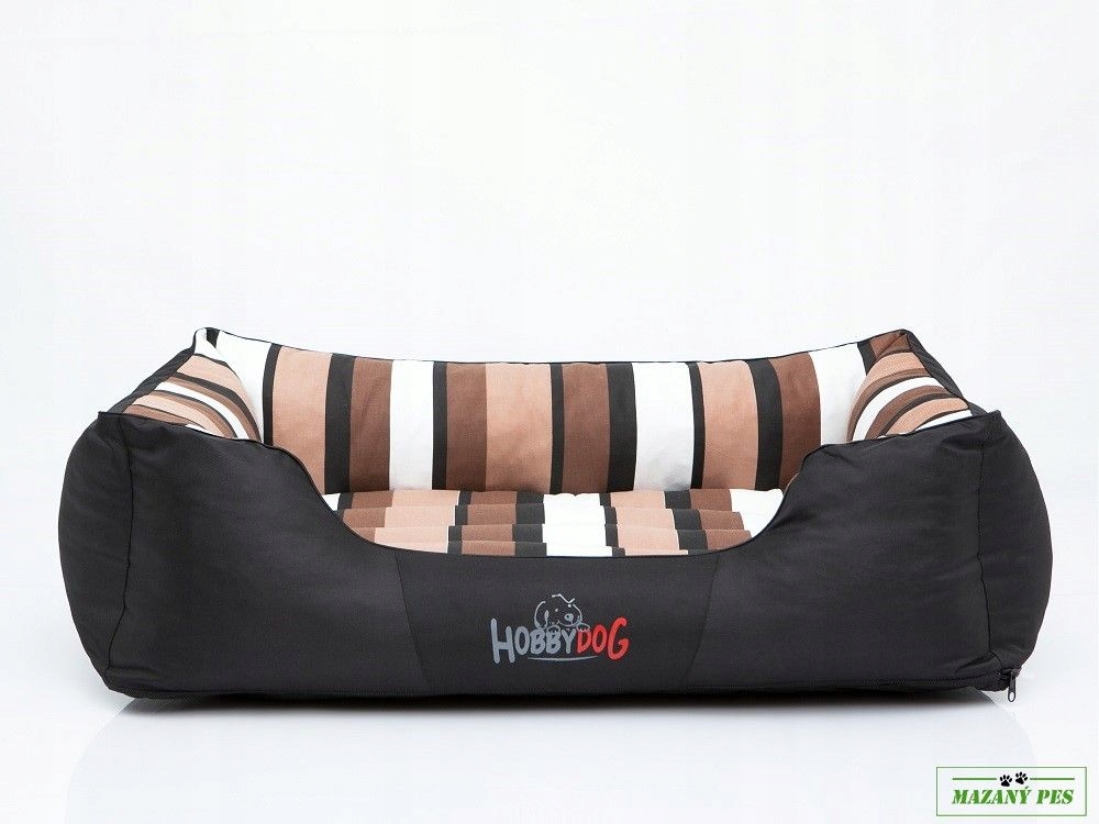 Levně Hobby Dog Pelíšek pro psa Comfort černý s pruhy Velikost XL 85 x 65 cm