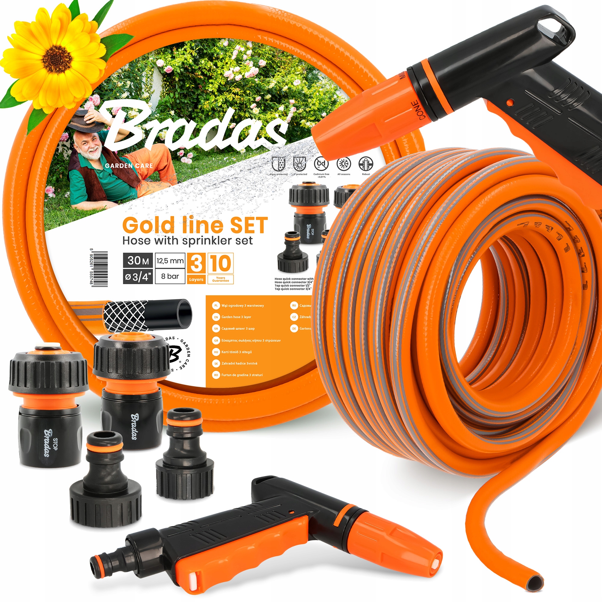 Záhradná Hadica 3/4 Vody Zvinovací zavlažovač 30 m Šlauf 3-VRSTVOVÝ Šlauch Yo