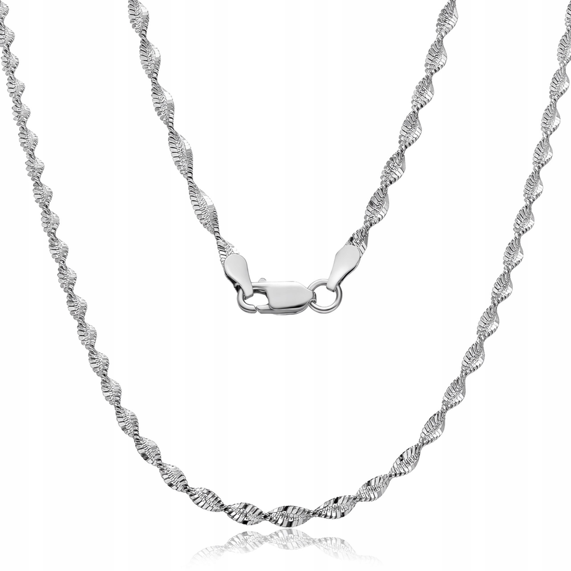 Stříbrný náhrdelník 925 Sníh Magic, kroucený, diamantový řetízek, 45 cm