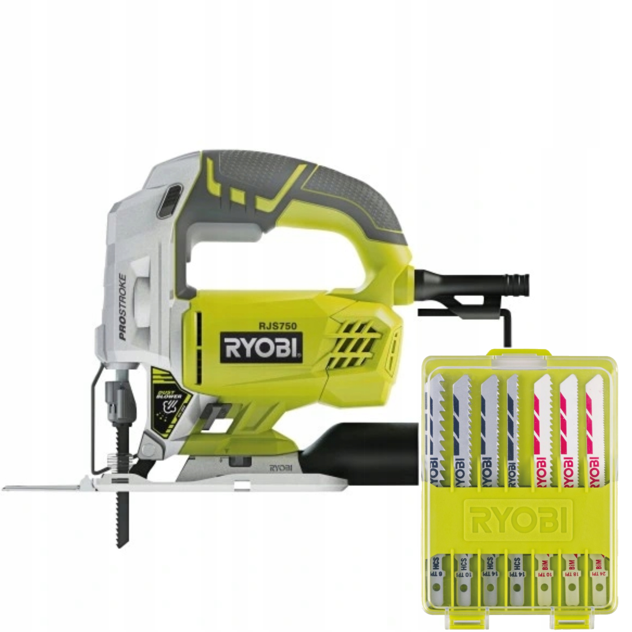Ryobi Elektrická přímočará pila RJS750-G 500W Led sada pilových listů 10 Ks