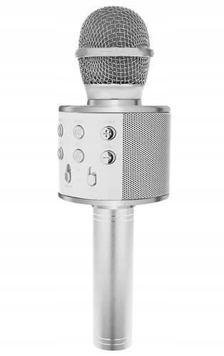 MIKROFON KARAOKE BEZPRZEWODOWY USB BLUETOOTH SREBRNY Z GŁOŚNIKIEM 3 W 1 Kod producenta WS-858