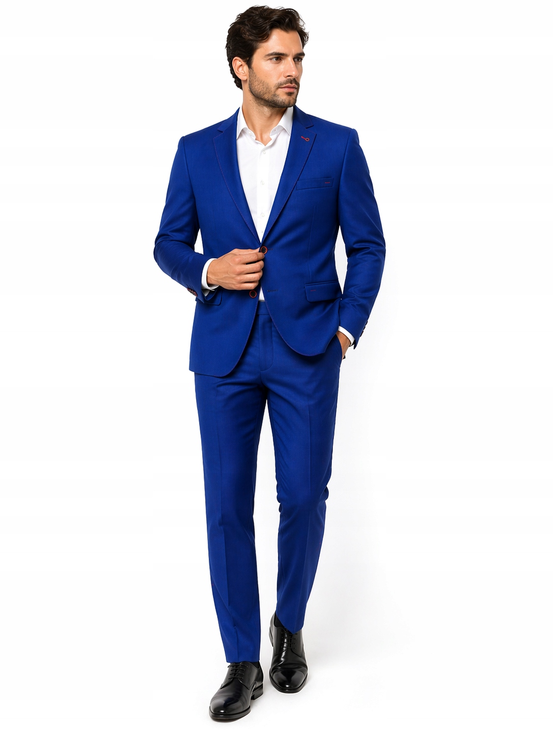 Elegantní pánský oblek – tmavě modrý/modrý, střih 278 cm, velikost 56/182