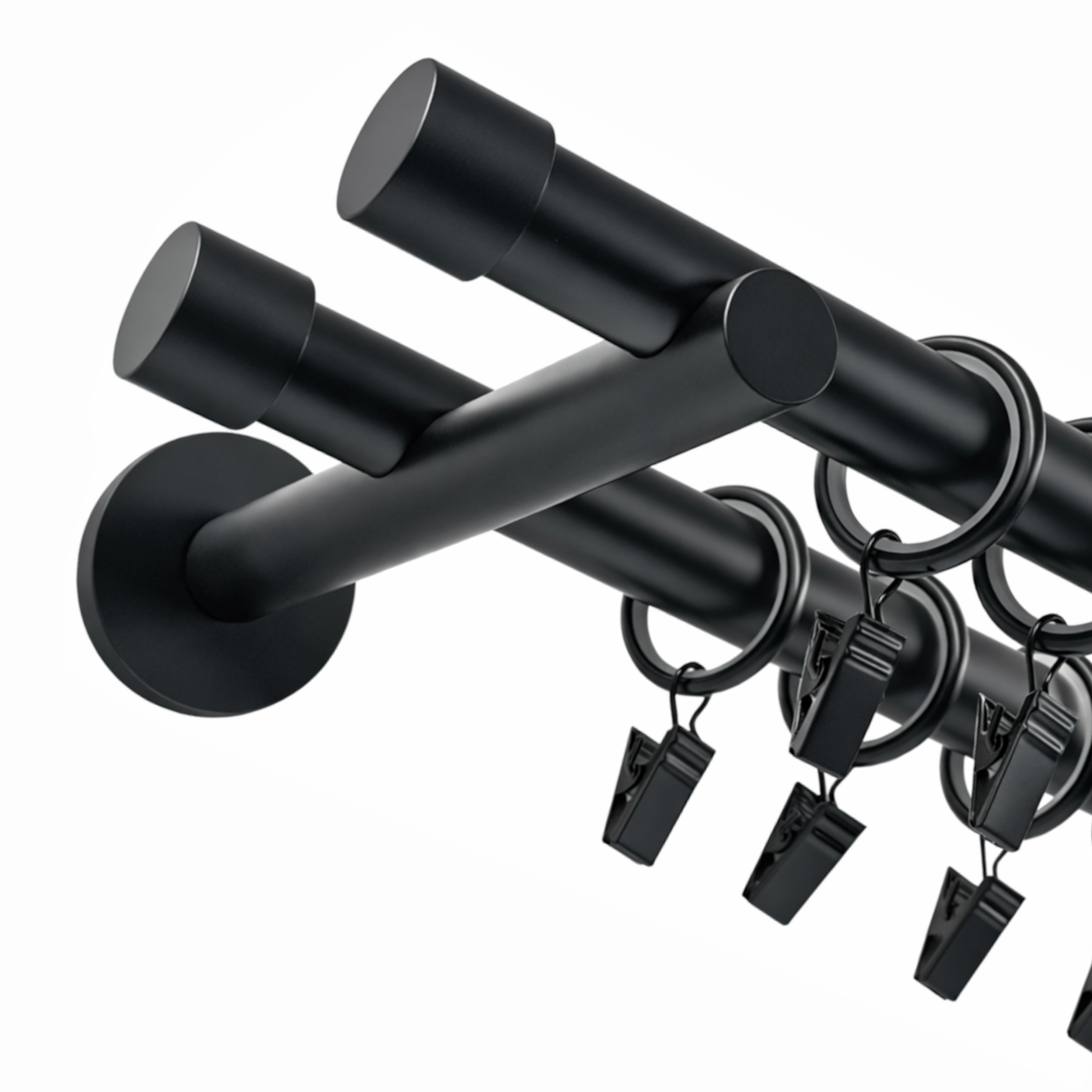 Garnýž Kovový Dvojitý 19 19 mm Černý Mat Luna 280 cm