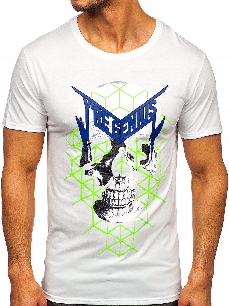 

T-shirt Męski Z Nadrukiem Biały Y70002 Denley_xl
