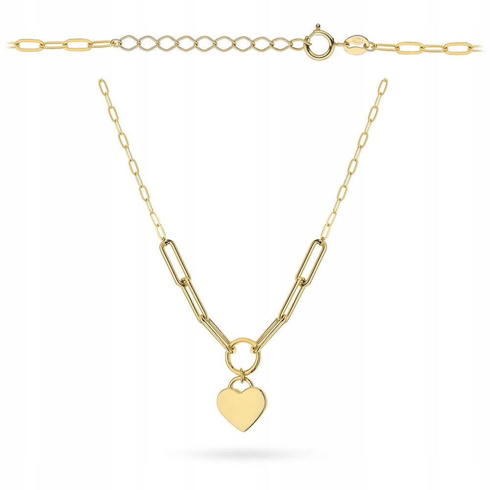 Náhrdelník ze zlata 585 se srdcem 4.65g velké články srdce plech jako dárek