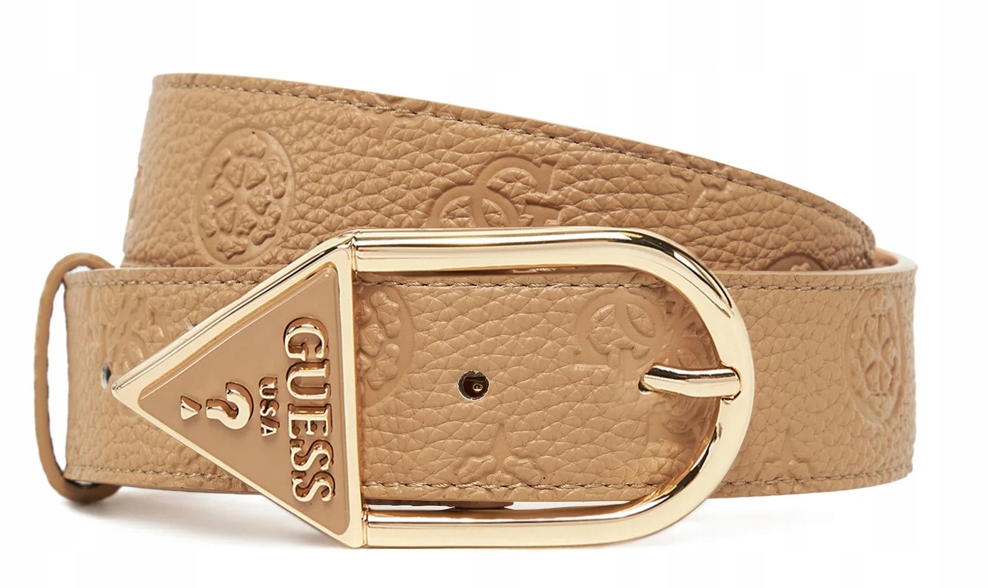 Guess pásek ke kalhotám dámský klasický logovaný béžový eko kůže S