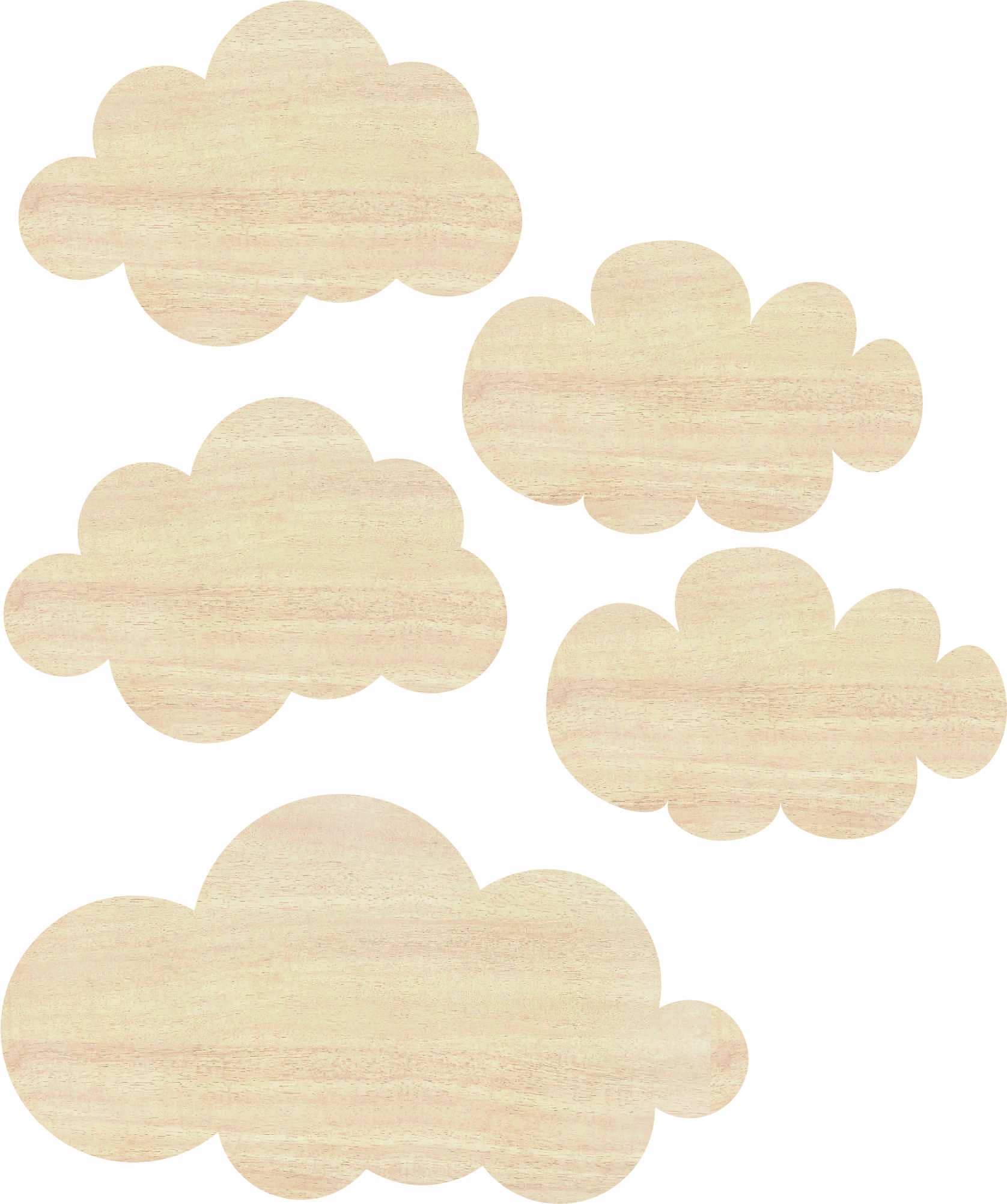 DREWNIANE DEKORY na ścianę chmurki 5szt