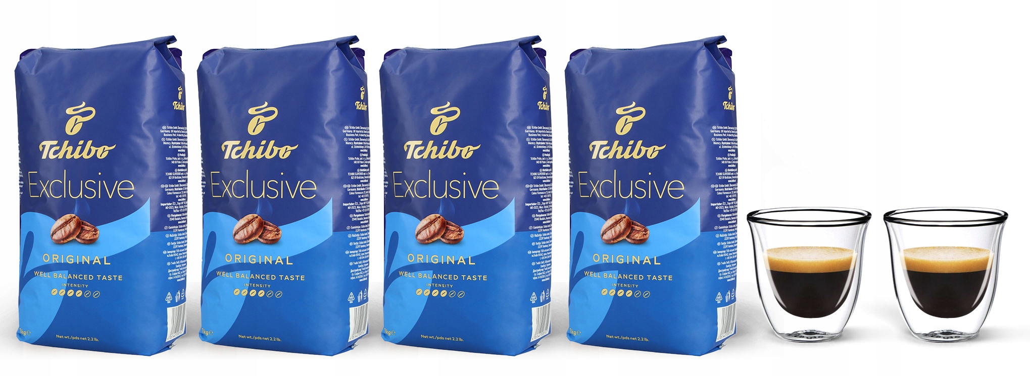 Kawa ziarnista Tchibo Exclusive 4kg szklanki