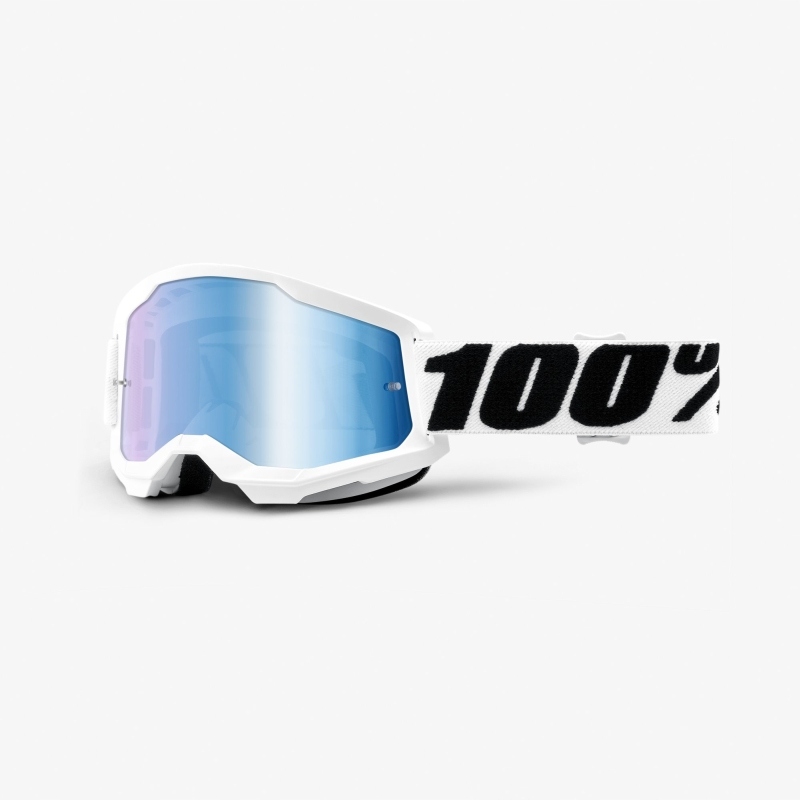 100 PROCENT GOGLE CROSS/ENDURO STRATA 2 BIAŁY CZARNY SZYBA SREBRNE LUSTRO Producent 100%