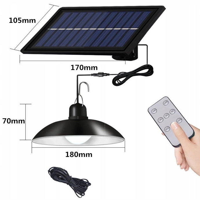 LAMPA SOLARNA ŻYRANDOL SUFITOWY LED WISZĄCY Z CZUJNIKIEM ZMIERZCHU + PILOT Stan opakowania oryginalne