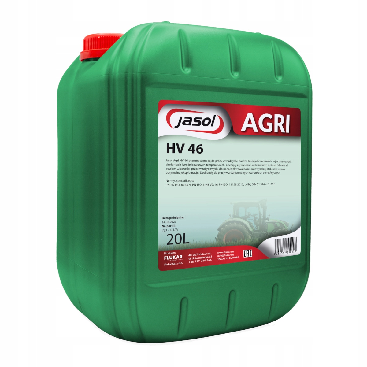 Jasol Agri HV 46 20l Olej hydrauliczny