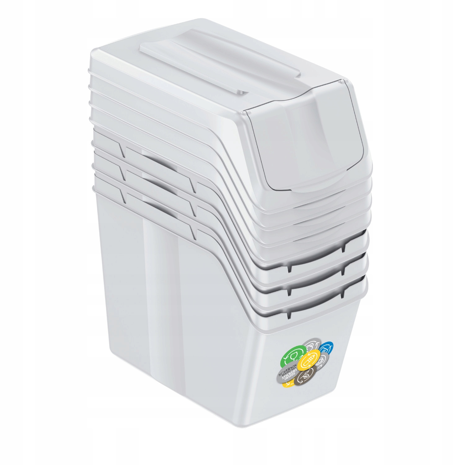 Levně Sada košů na tříděný odpad 4x20L Bílá do kuchyňské skříňky