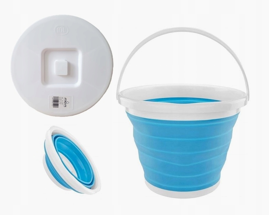 WIADERKO WIADRO SILIKONOWE SKŁADANE PRZENOŚNE Z POKRYWKĄ UNIWERSALNE 10L