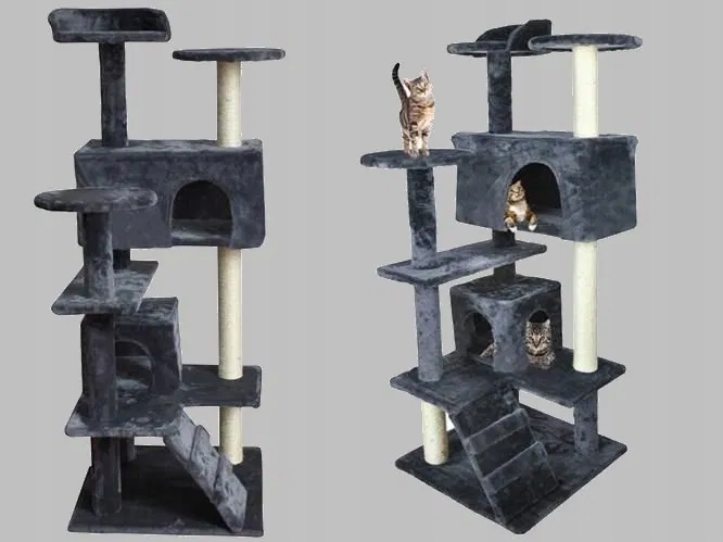 Levně Škrabadlo stromek pro kočky 120 cm šedo-bílý sloupek