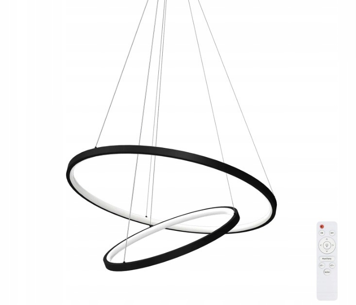 Závesná Led Lampa 2 Krúžky Stropný Luster S Diaľkovým Ovládaním 40+60 CM