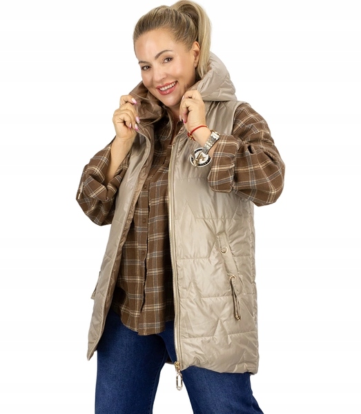 Dlouhá dámská vesta jarní vesta s nášivkou L