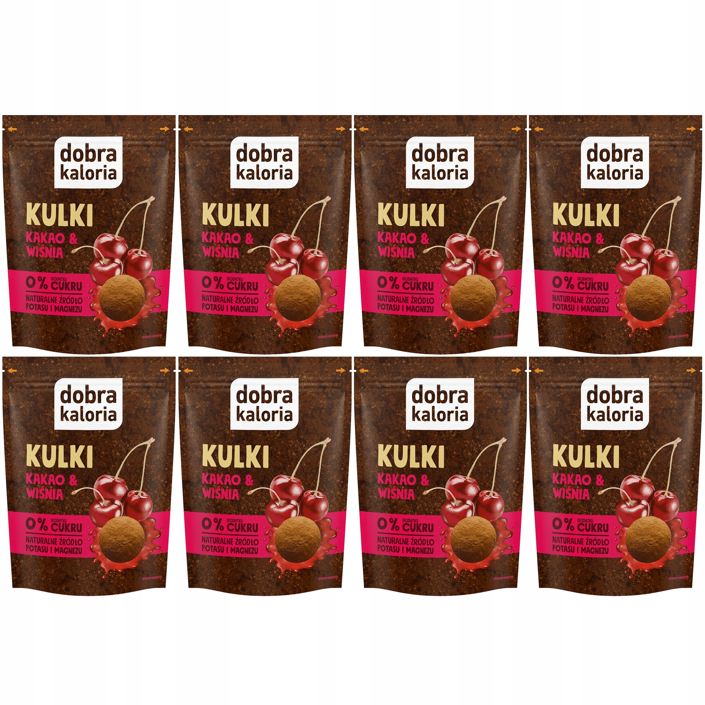 Zestaw 8 x Raw Kulki Mocy Dobra Kaloria Kakao i Wiśnia 58 g