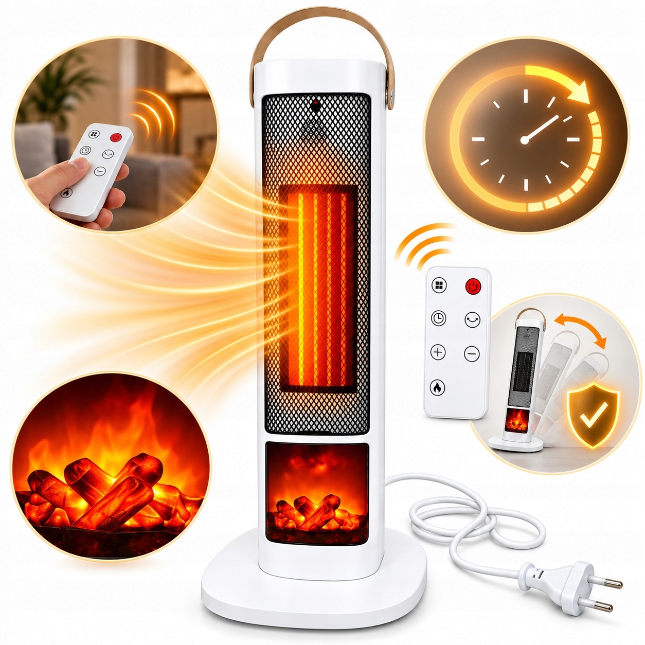 Keramický sloupový termoventilátor Farelka 2000 W s dálkovým ovládáním