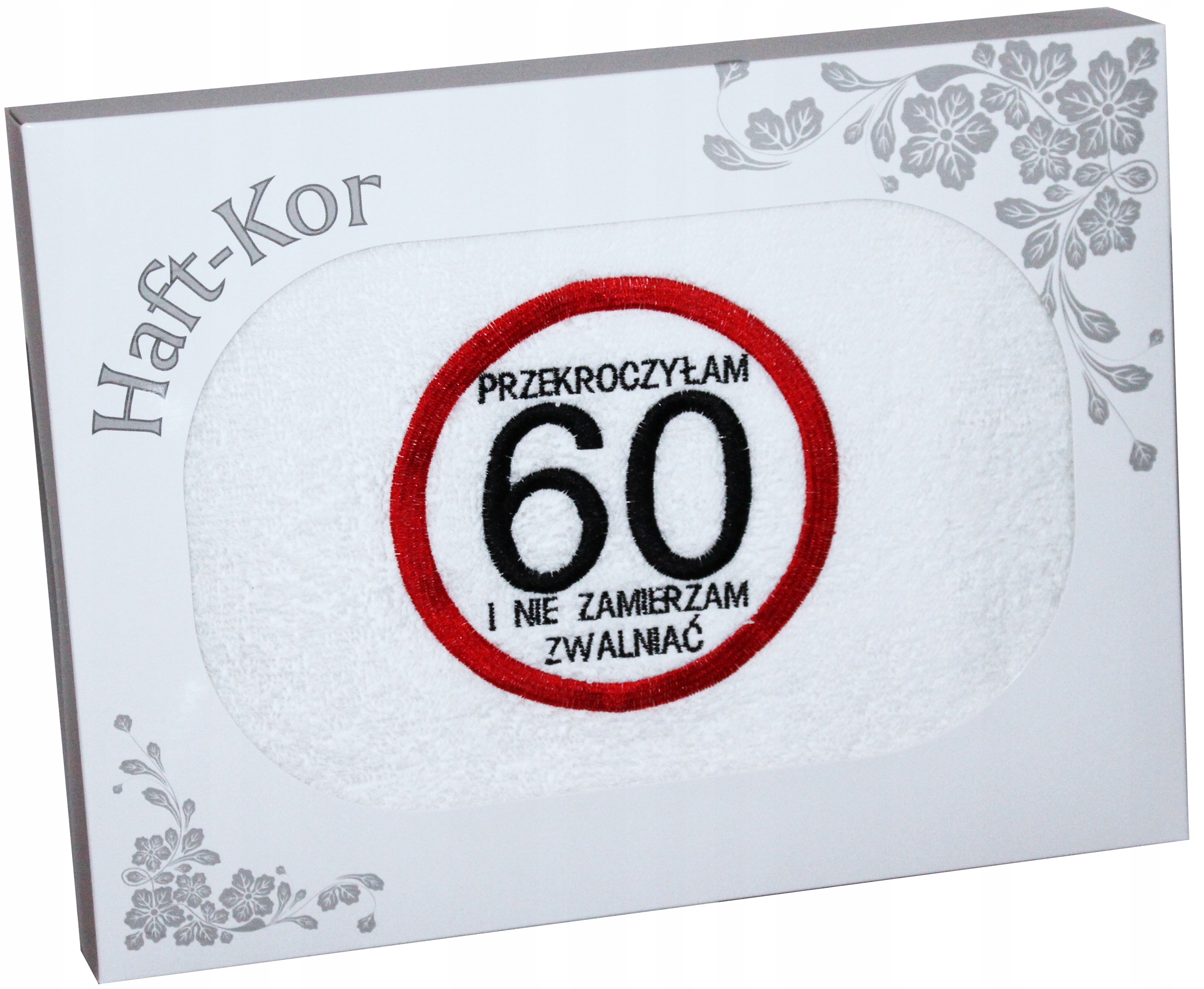 RĘCZNIK 70x140 Z HAFTEM NA PREZENT 60 URODZINY