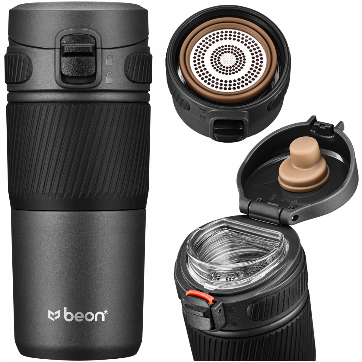 Termohrnek Na Kávu Čaj Do Auta Vzduchotěsný Protiskluzový 450 ml