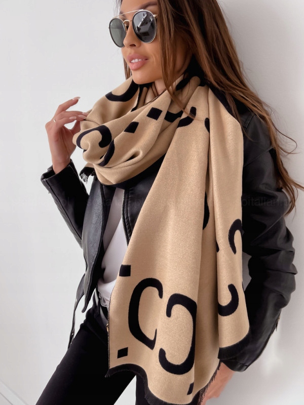 ELEGANCKI DWUSTRONNY SZAL SZALIK KASZMIR CAMEL Materiał dominujący bawełna