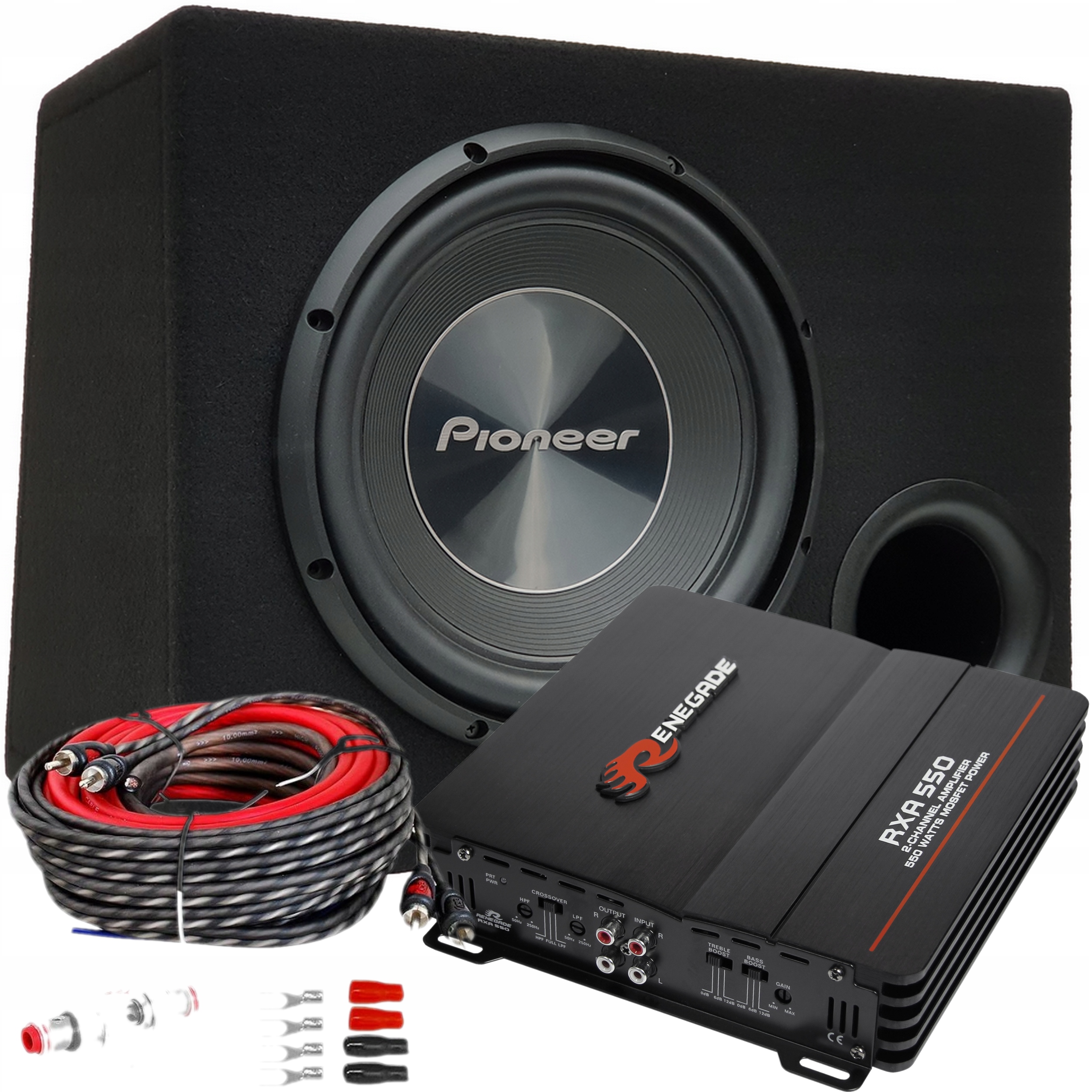 Skříň Pioneer TS-A30S4 1400W zesilovač Renegade sada kabelů Acv 10