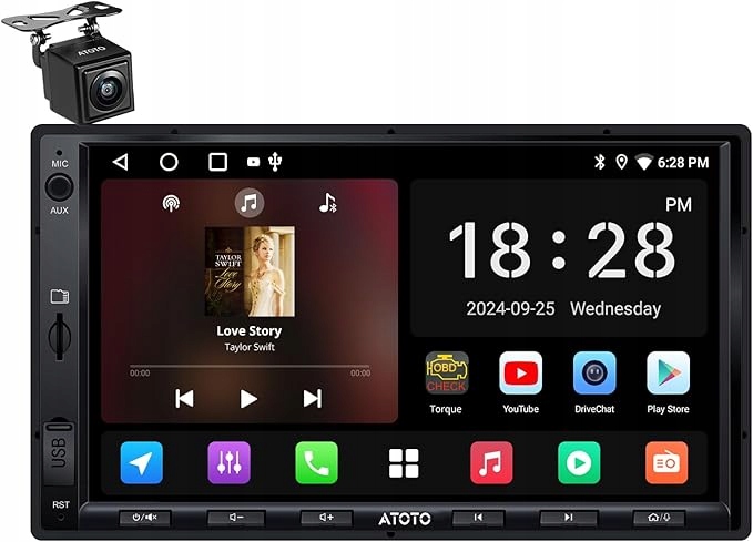 Rádio do auta A5L Android 7" 2DIN CarPlay Dsp 2+32GB Wi-Fi Gps kamera
