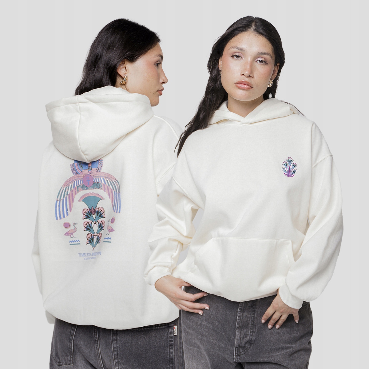 Mikina s kapucí Kaotiko Timeless Immensity Xs, béžová, Městská