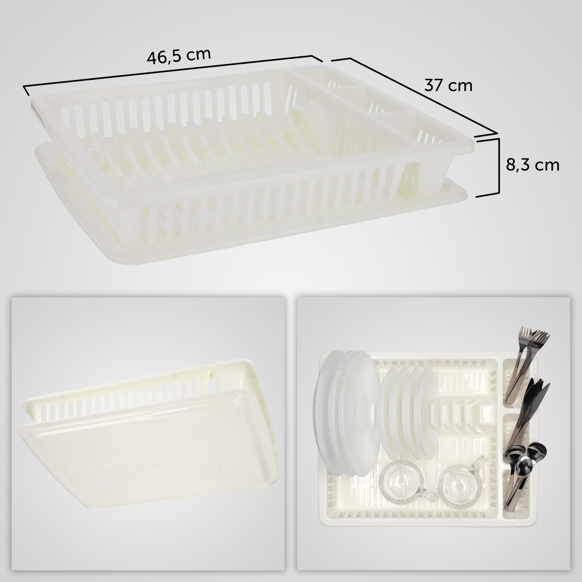 SUSZARKA DO NACZYŃ STOJĄCA OCIEKACZ TACA DUŻA 46cm Kolor ecru