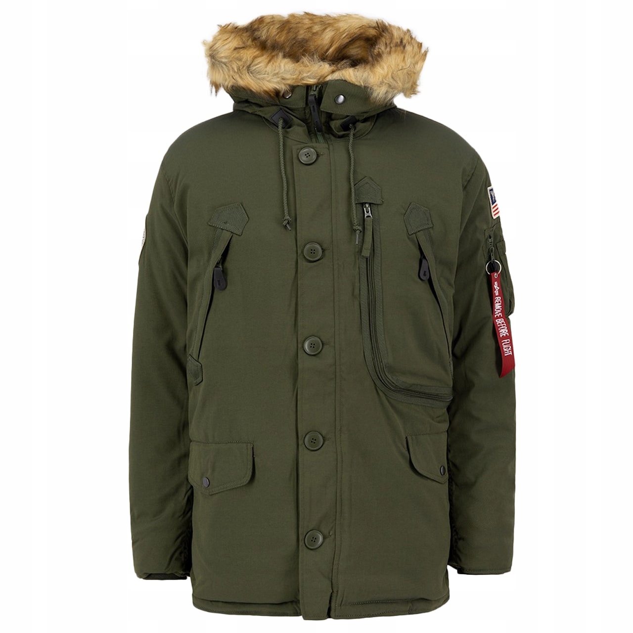 Pánská bunda s kapucí Parka Alpha Industries Polar Jacket tmavě zelená S