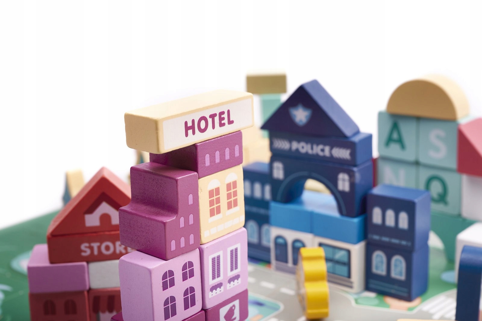 KLOCKI DREWNIANE EDUKACYJNE MIASTO PUZZLE 100EL. Liczba elementów 100 szt.