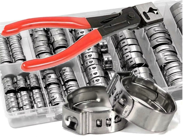 130szt Obejmy Opaski Zaciskowe Cybanty Z Uchem Szczypce CLIC do Opasek