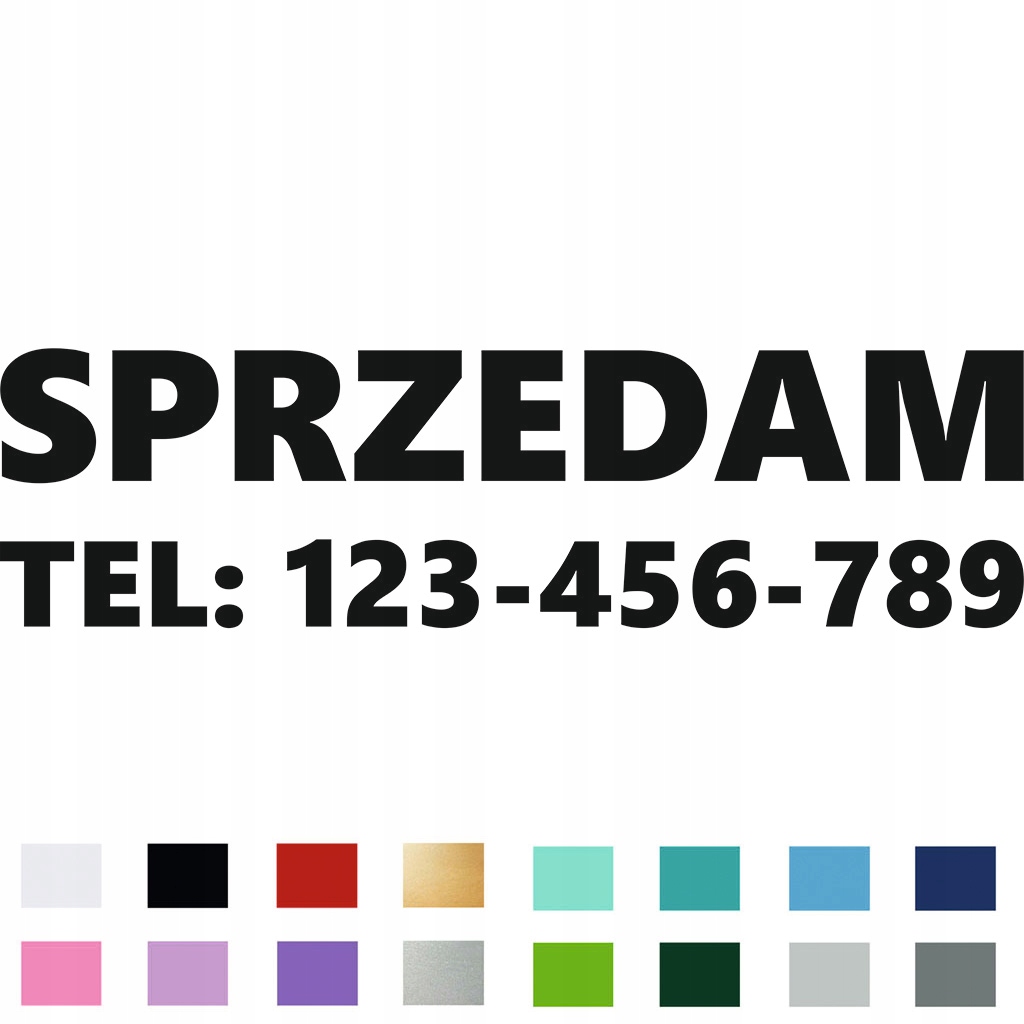 Naklejka na samochód auto szybę Sprzedam na sprzedaż nr telefonu 35 x 11 cm