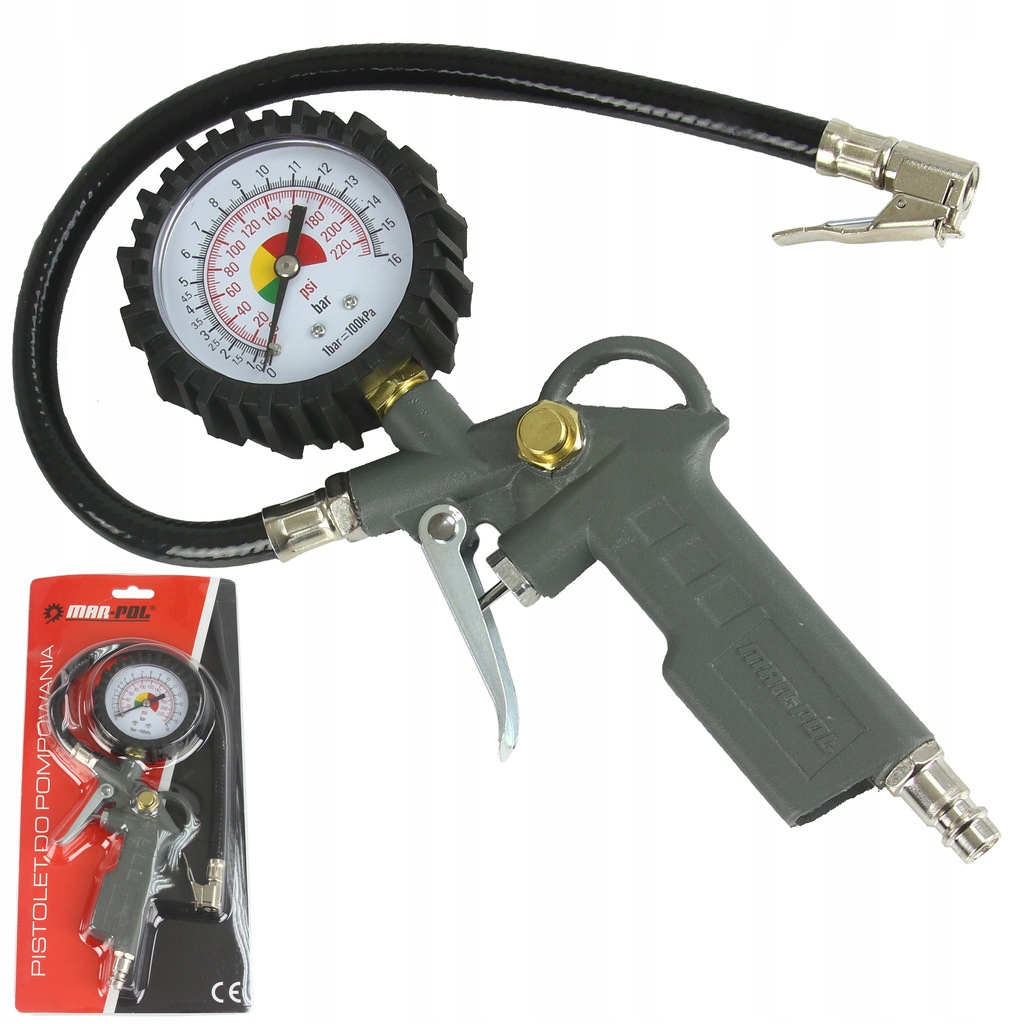 

Pistolet do pompowania kół opon manometr 16 bar