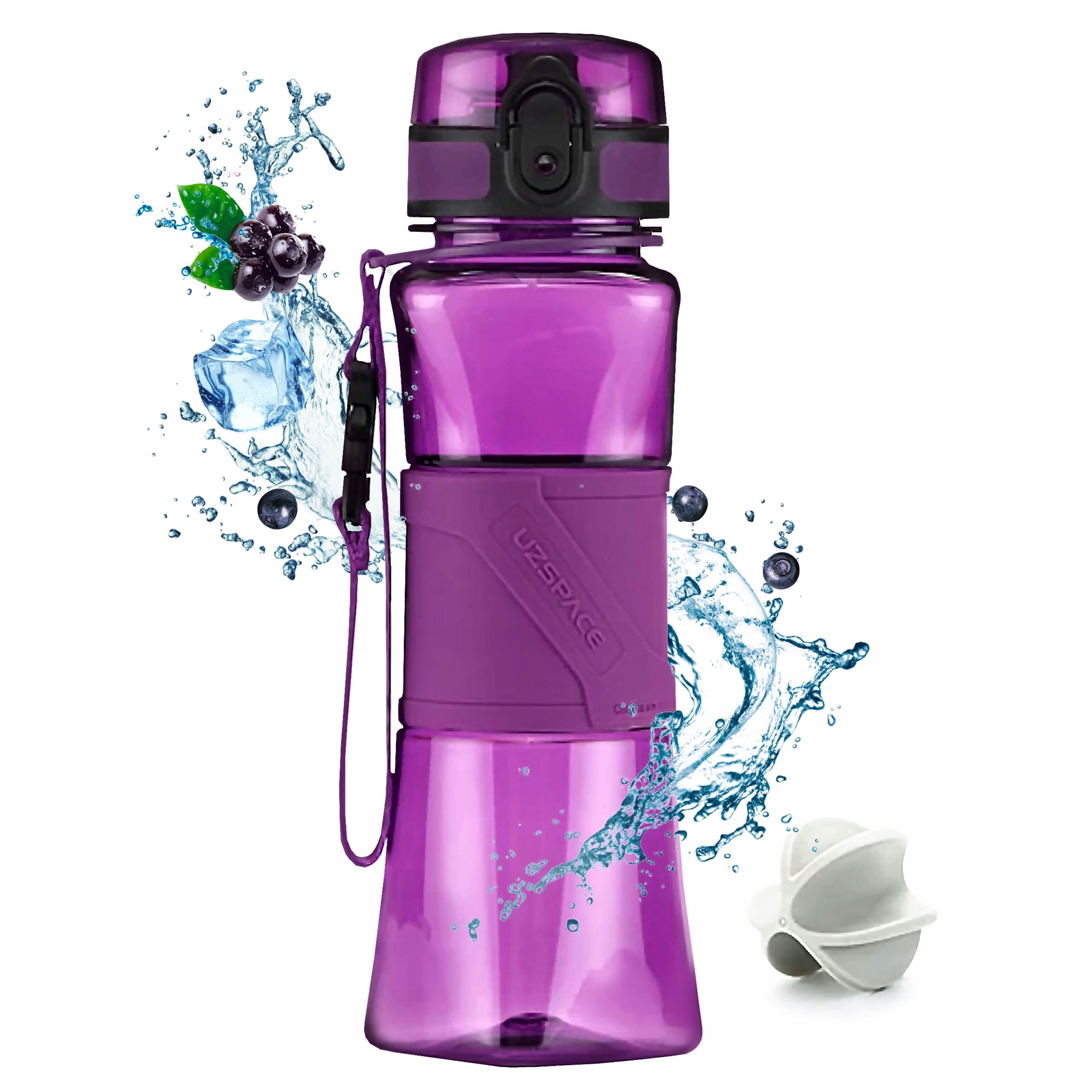 Butelka Na Wodę Sportowa 550ML Shaker Do Białka Do Odżywek Tritan Fioletowy