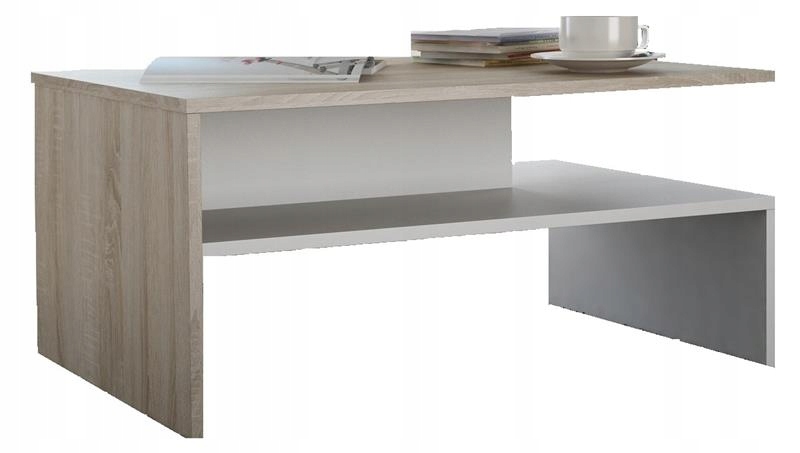 Lavica Ola biela-sonoma, moderný konferenčný stolík Per