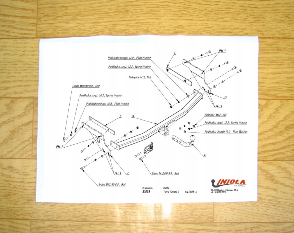 Hak Holowniczy Ford Focus 2 MK2 kombi 2005 - 2011 Rodzaj kuli Odkręcana