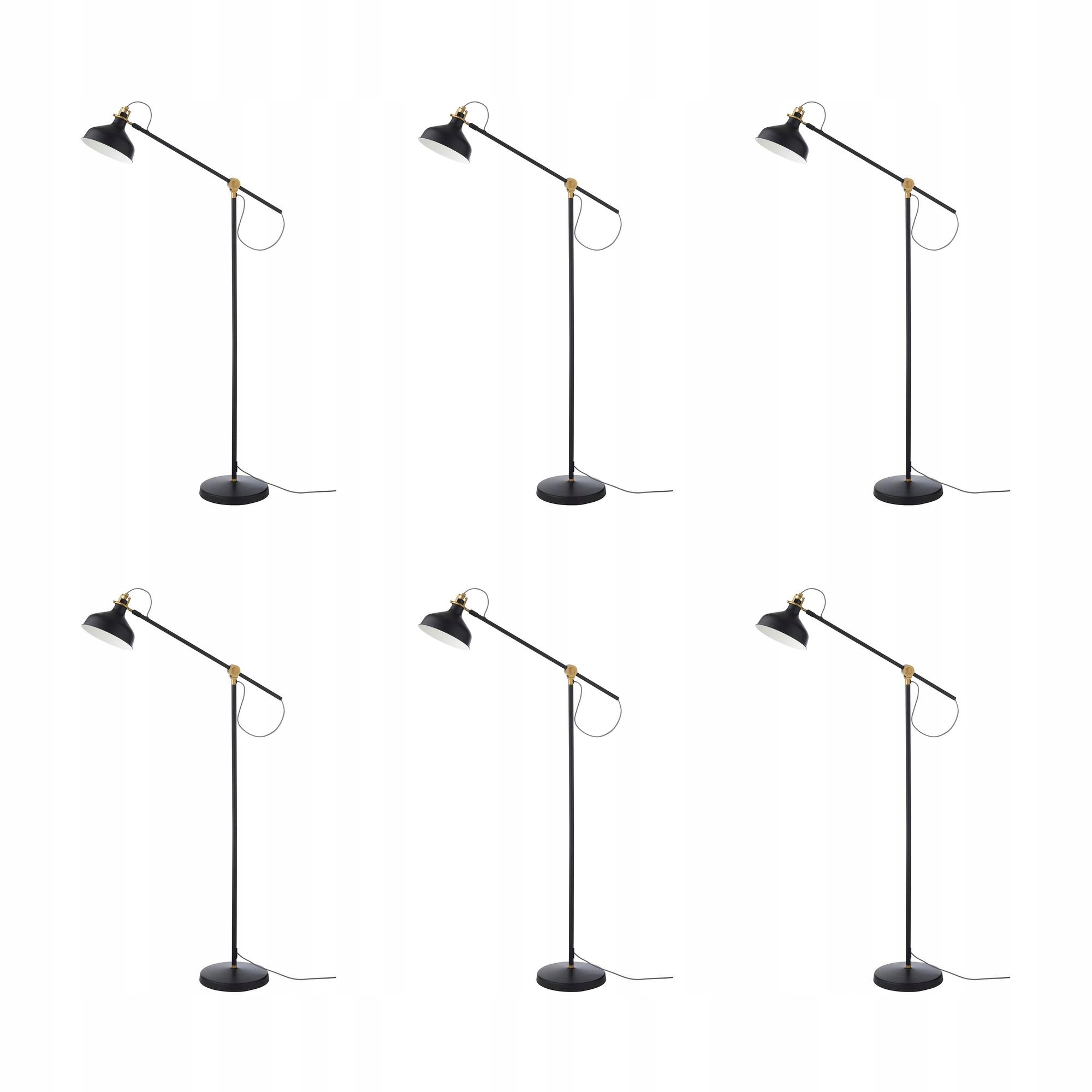 6 szt. Lampa podłogowa Ranarp do czytania czarna regulowana