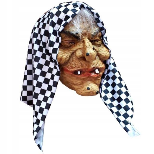 Maska lateksowa CZAROWNICA w Chuście na Halloween