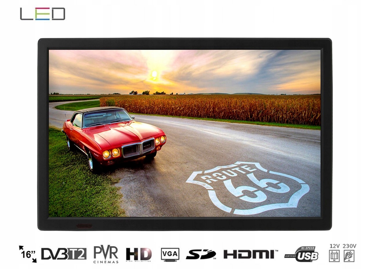 TELEWIZOR SAMOCHODOWY EKRAN LED 15,4" TV PRZENOŚNY DVBT2 USB FM 12V 24V TIR Waga produktu z opakowaniem jednostkowym 1.2 kg