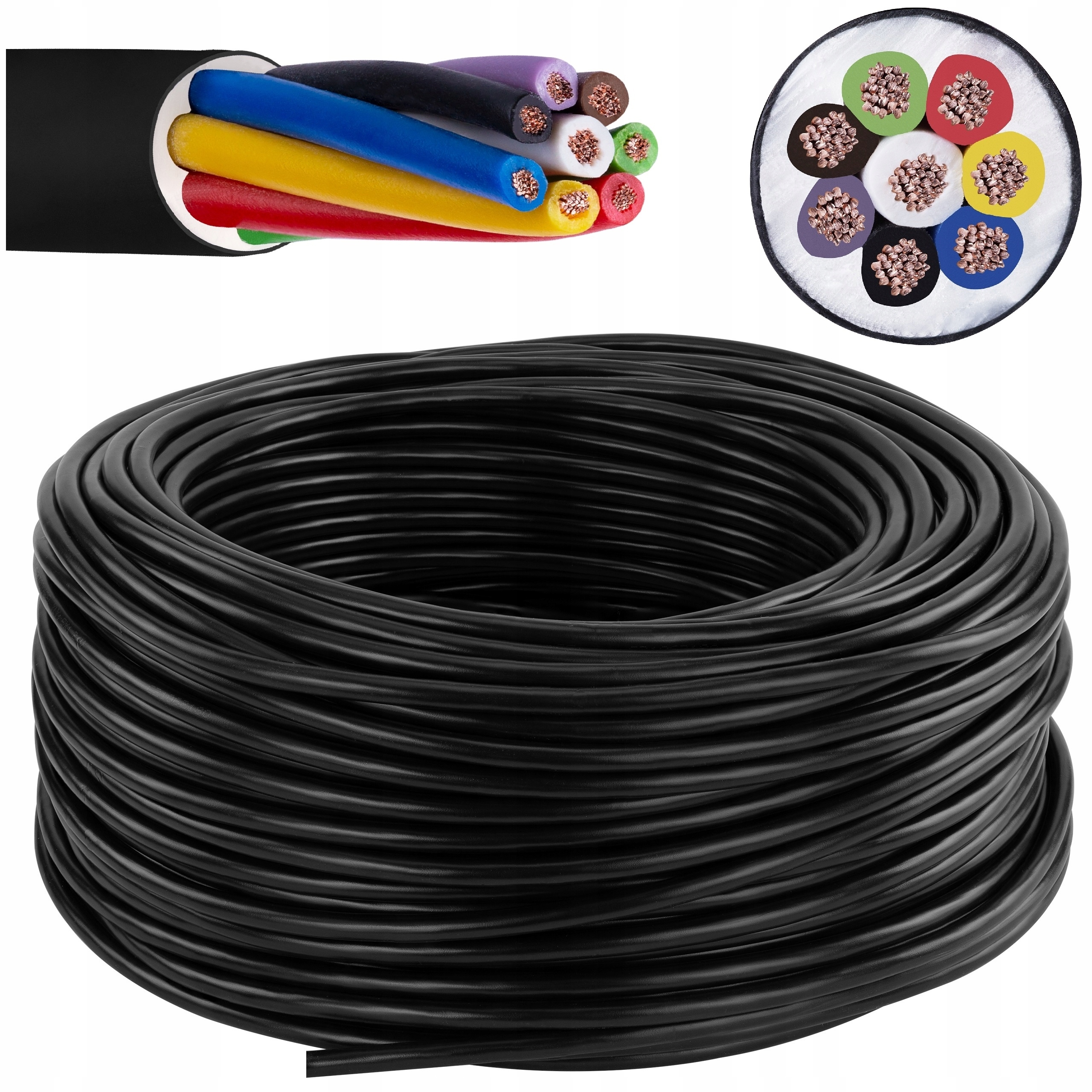 Kabel przewód samochodowy YLYs 8 żyłowy 7x1+1,5 do lawety przyczepy 100m